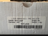 LOS 9mm (Dia: .356) 115gr gn Rundkopf (500 Stk.) FMJ Vollmantel